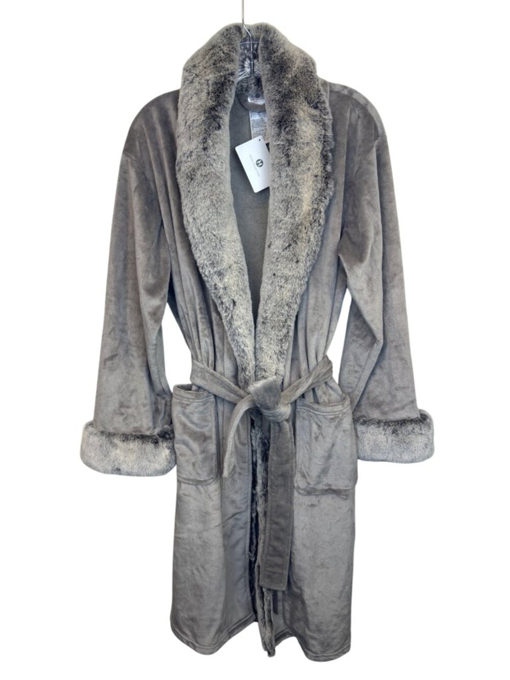 Hotel Collection Faux Fur Bath Robe Women's S/M Plush Luxury Spa Lounge Robe